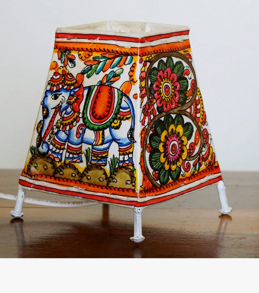 Leather lamps with hand painted Kalamkari art