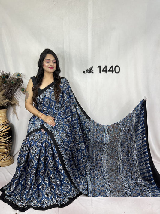 Modal silk sari with natural color dye