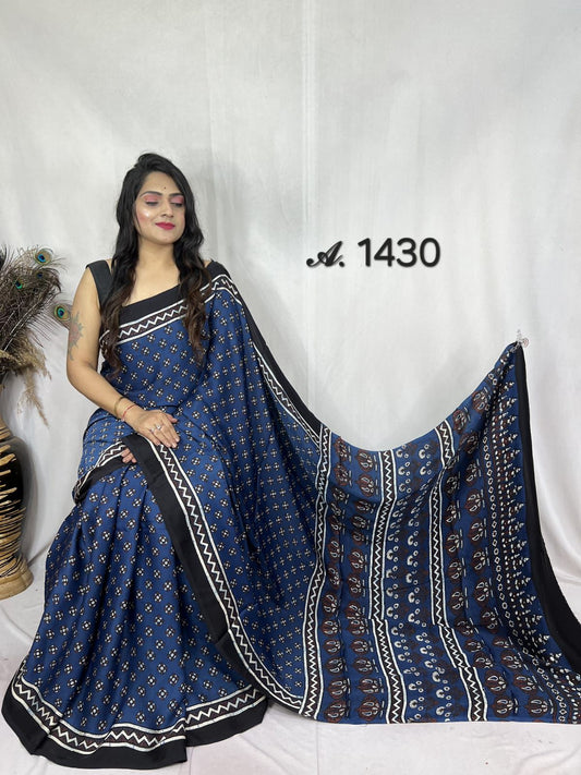Modal silk sari with natural color dye