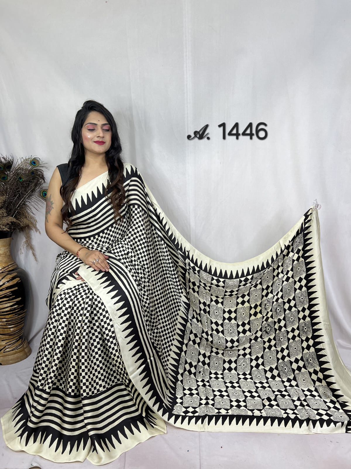 Modal silk sari with natural color dye