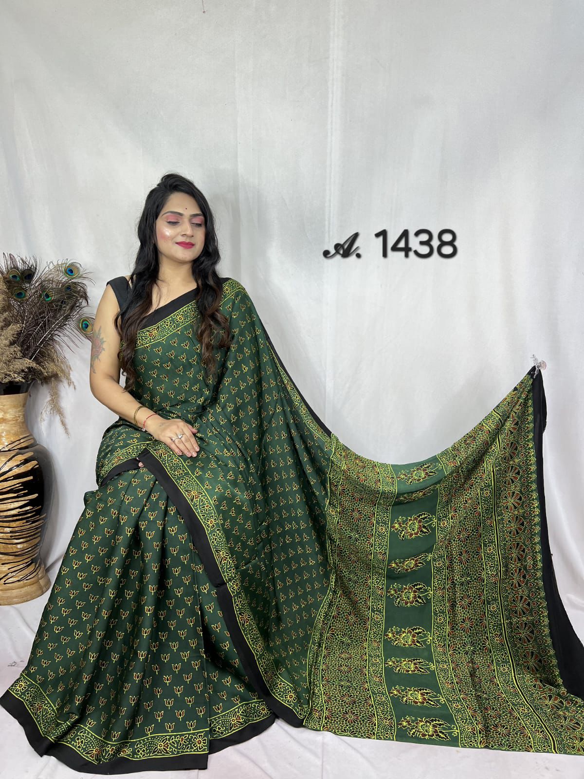 Modal silk sari with natural color dye
